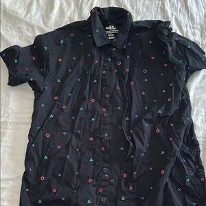 Sony Black Casual Button Down Shirt with Multicolor Accents